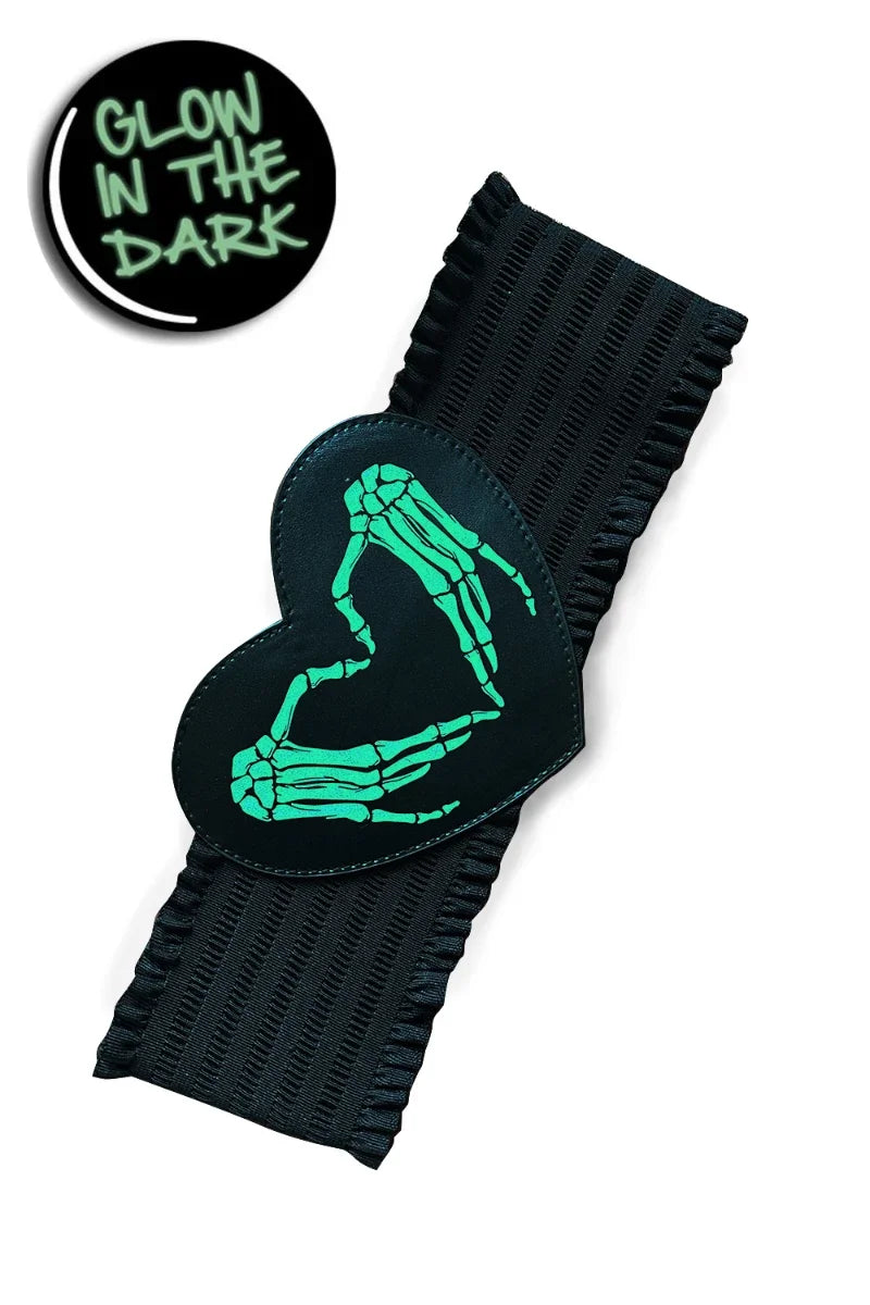 Banned Darkest Love Belt - Glow in the Dark  Skeleton Belt