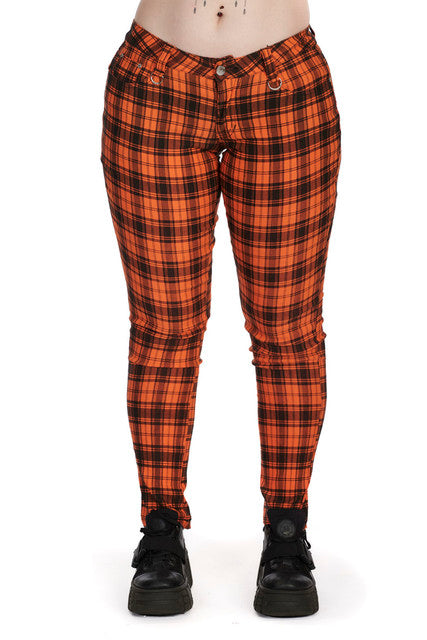 Banned Punk Plaid Check Alternative Skinny Trousers Ro Rox