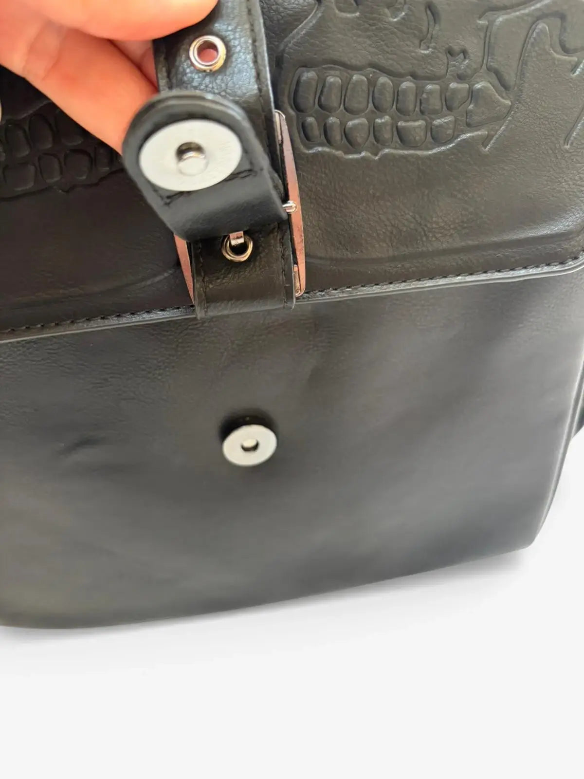 Banned Fire Armour Twin Skull Embossed Gothic Skull Backpack