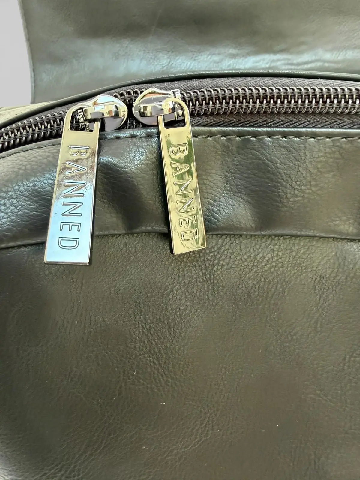 Banned Fire Armour Twin Skull Embossed Gothic Skull Backpack