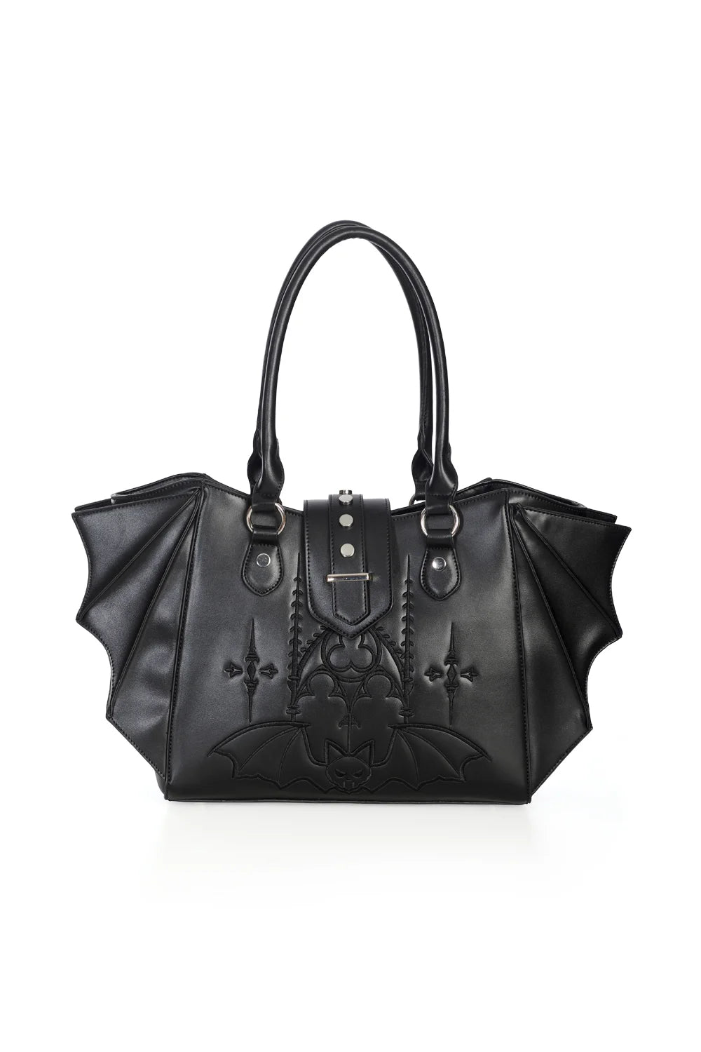 Banned Wing Bat Handbag Gothic Crest Black Alt Style Purse