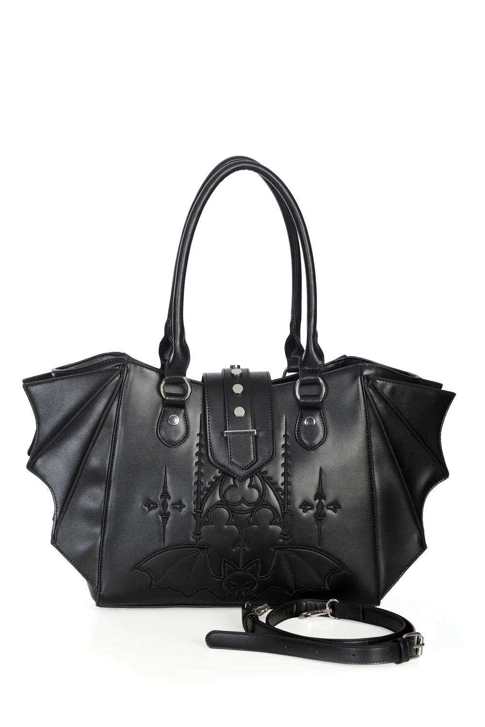 Banned Wing Bat Handbag Gothic Crest Black Alt Style Purse