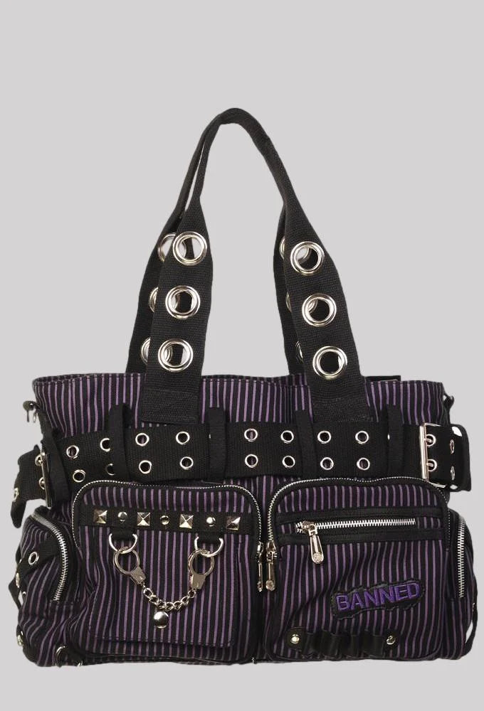 Banned Punk Handcuff Bag, Purple