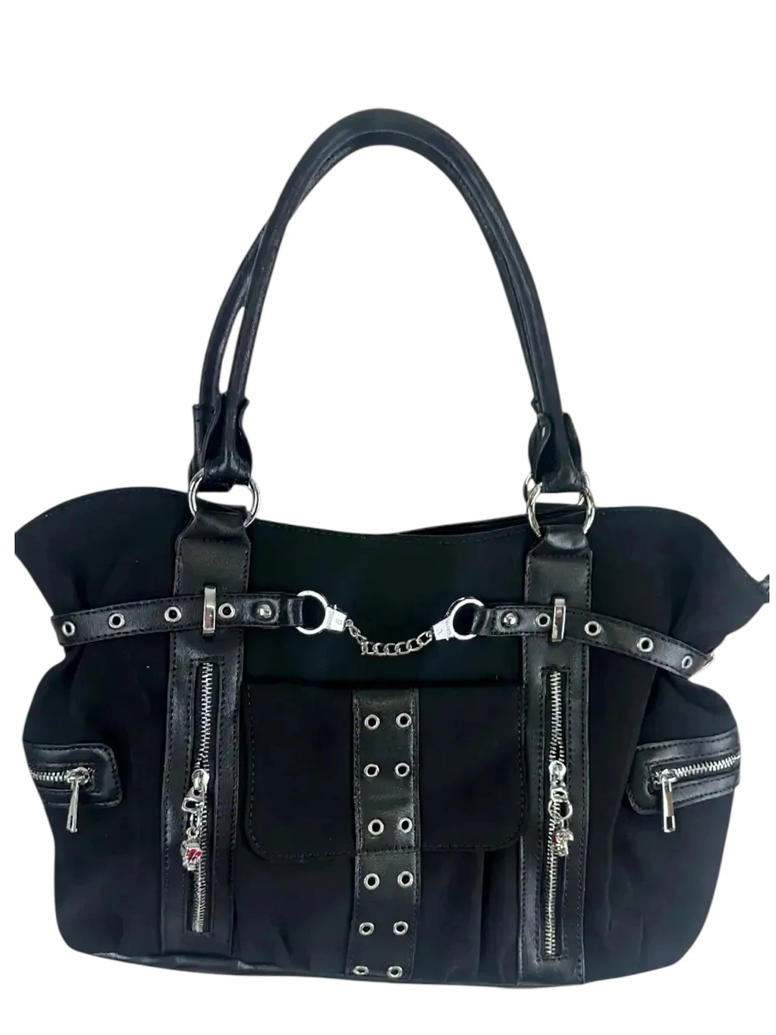 Banned Rise Up Black Punk Handcuff Bag – Gothic Shoulder Tote