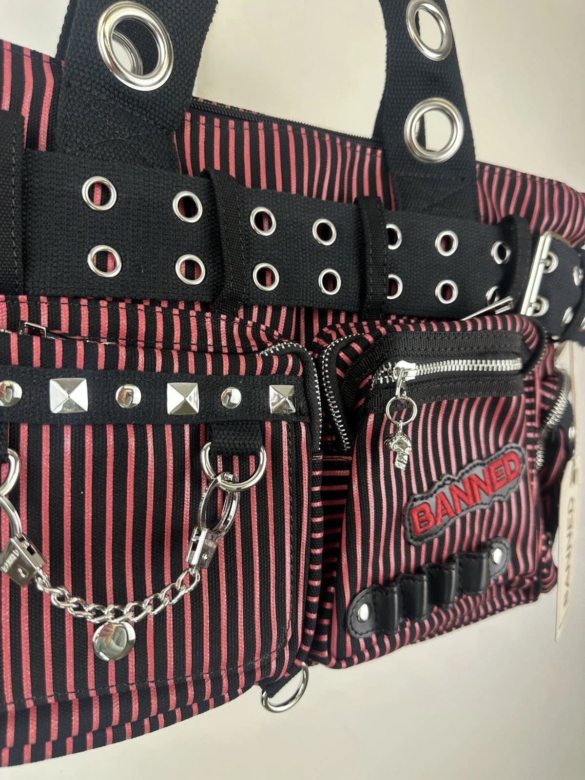 Banned Sweet Revenge Red & Black Stripe Goth Bag | Ro Rox | Ro Rox