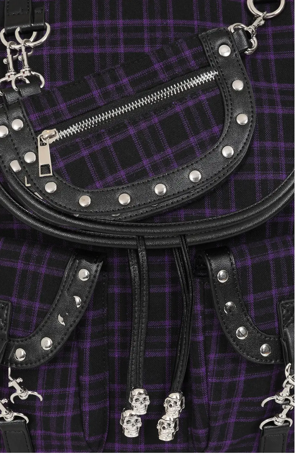Banned Yamy Tartan Check Punk Backpack, Purple