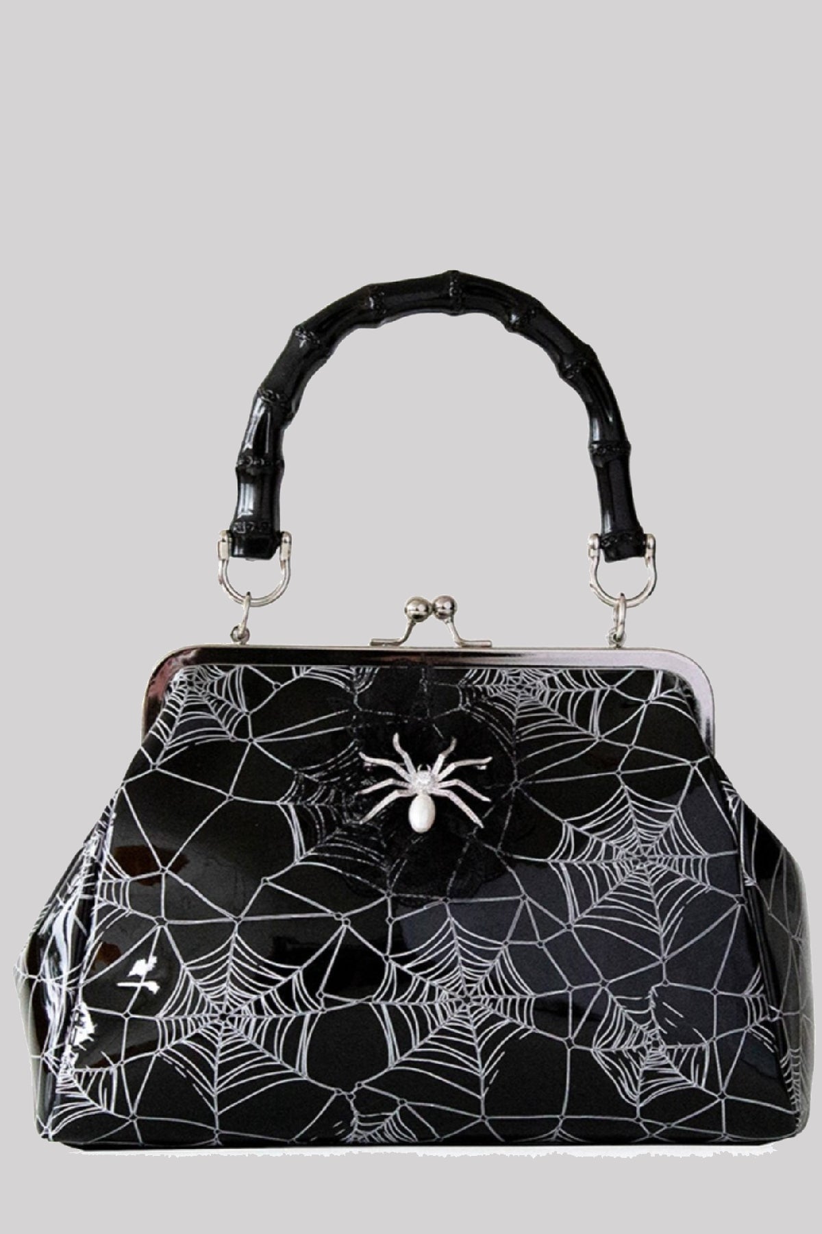 Banned Killian Cobweb Spider Brooch Gothic PU Shoulder Bag