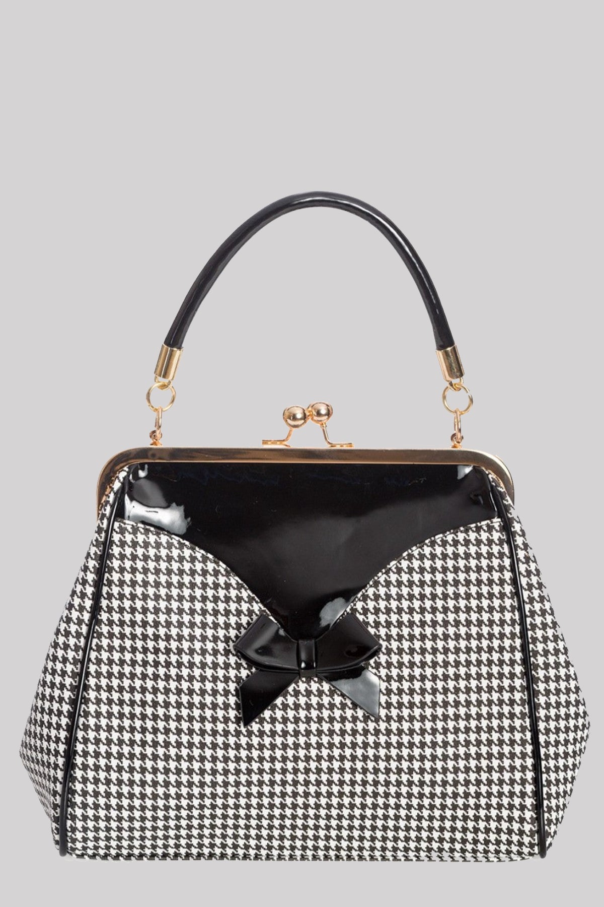 Banned Marilyn 1950s Handbag Retro Frame Bag With Small Bow, Houndstooth
