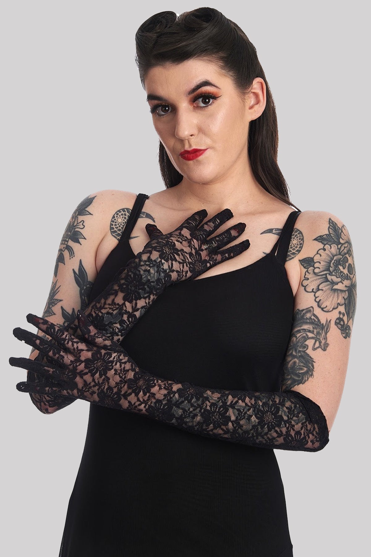 Banned Sybil Long Lace Opera Elbow Length Gloves,Black,One Size