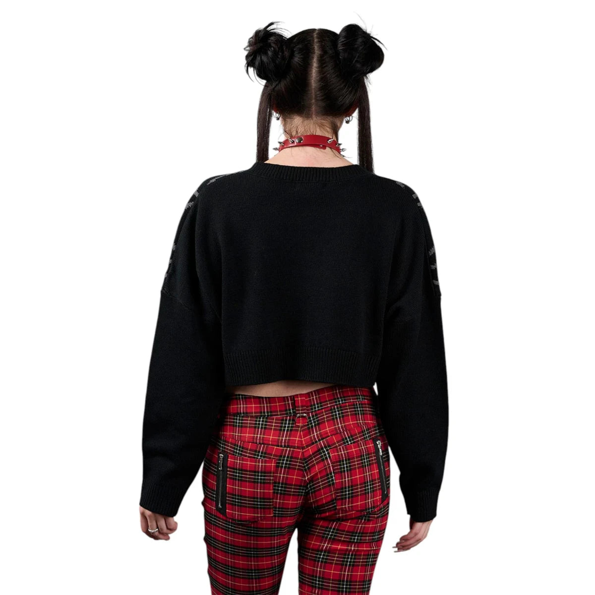Banned Spider Cropped Cardigan Black Spider Web Knit Gothic