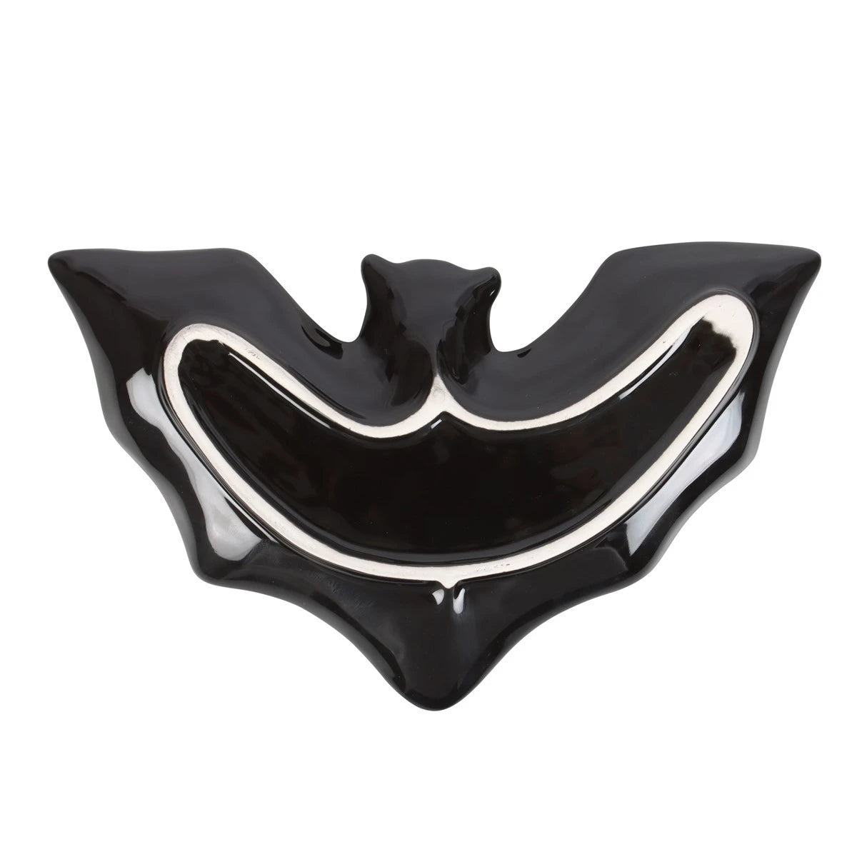 Bat Trinket Dish - Black Ceramic Jewelry Holder for Gothic Decor