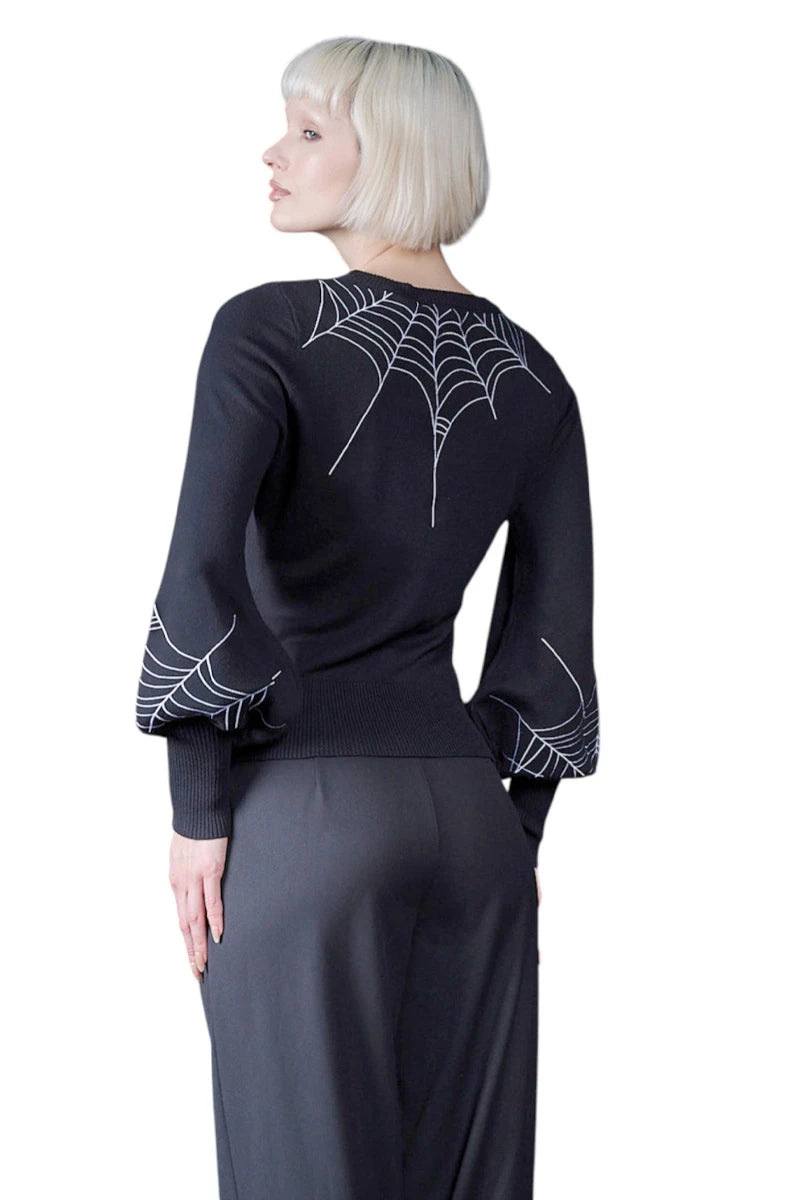 Banned Carla Spiderweb Jumper Embroidered Gothic Sweater