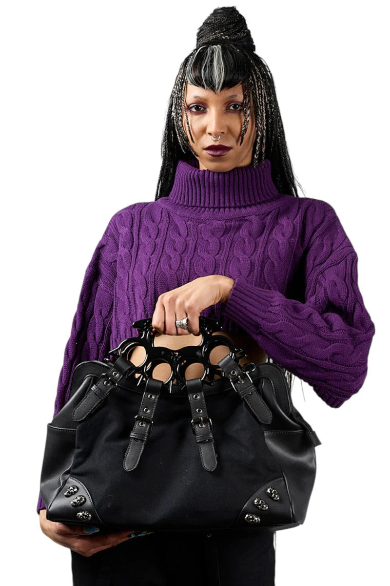 Banned Iron Halo Bag Black Gothic Top Handle Shoulder Handbag