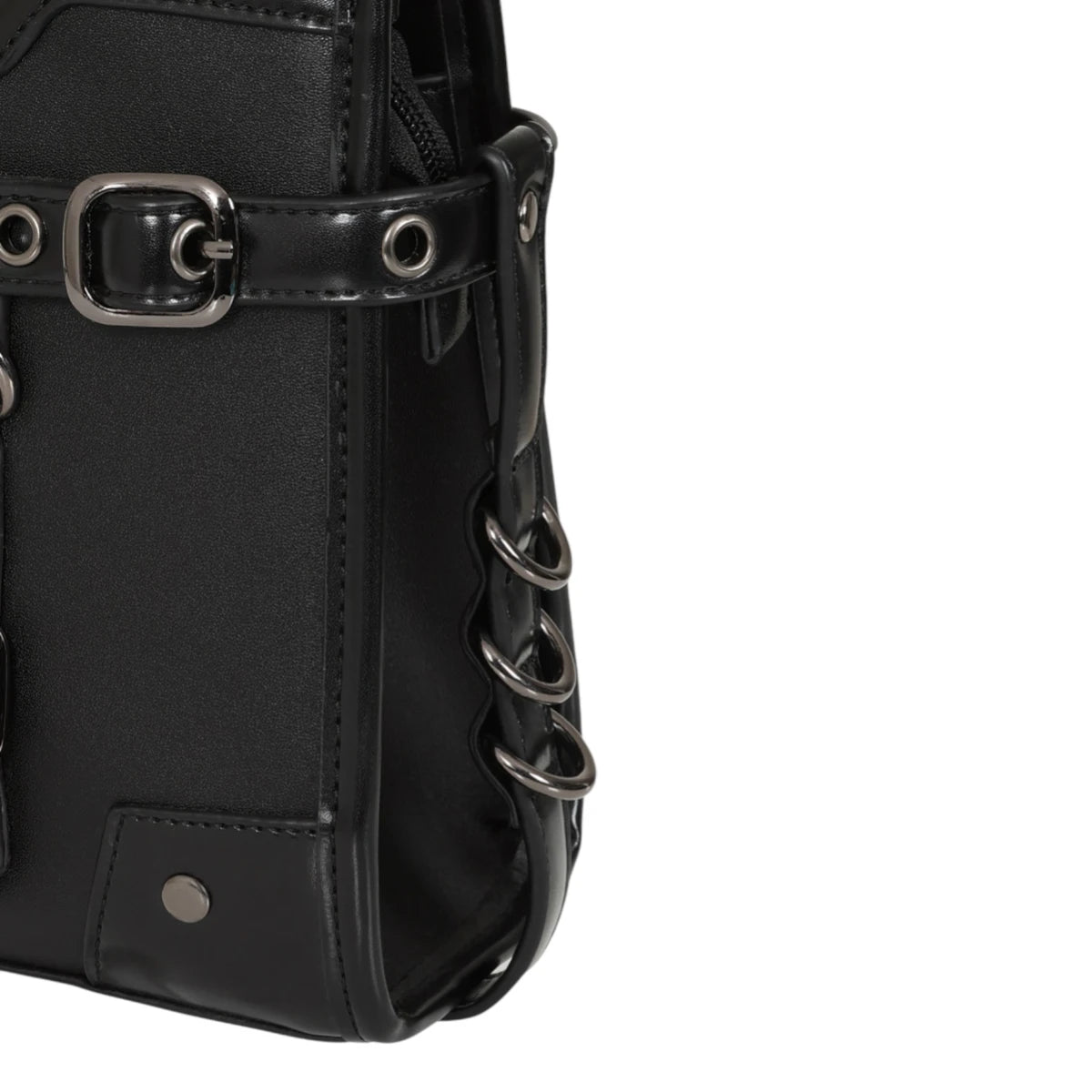 Banned Ledger Satchel Bag Black Structured Buckle Handbag
