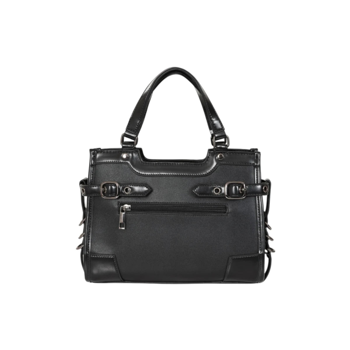 Banned Ledger Satchel Bag Black Structured Buckle Handbag