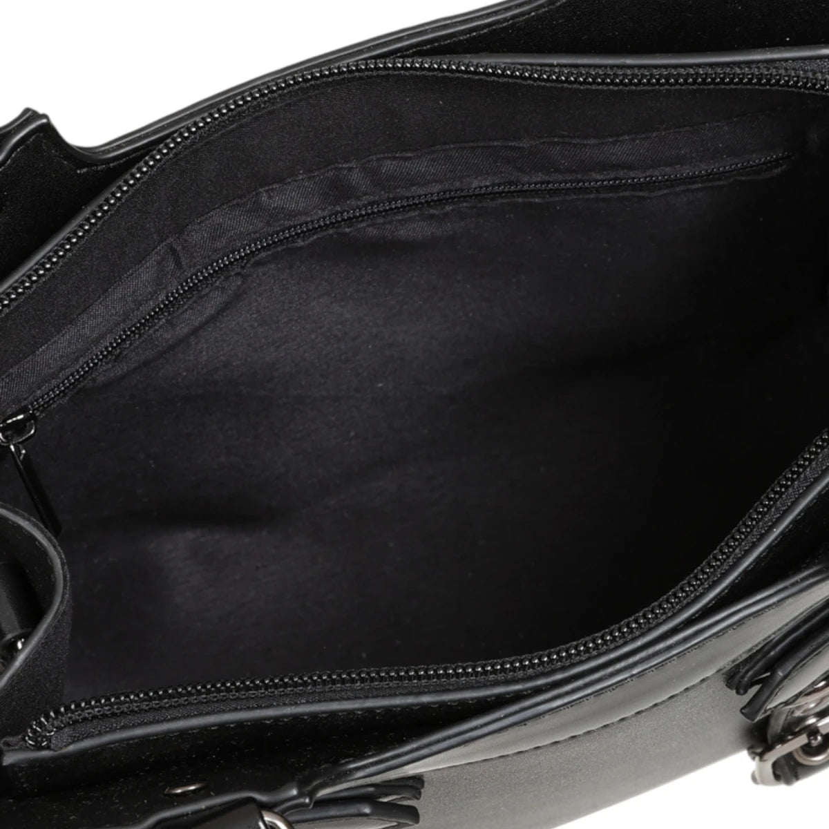 Banned Ledger Satchel Bag Black Structured Buckle Handbag