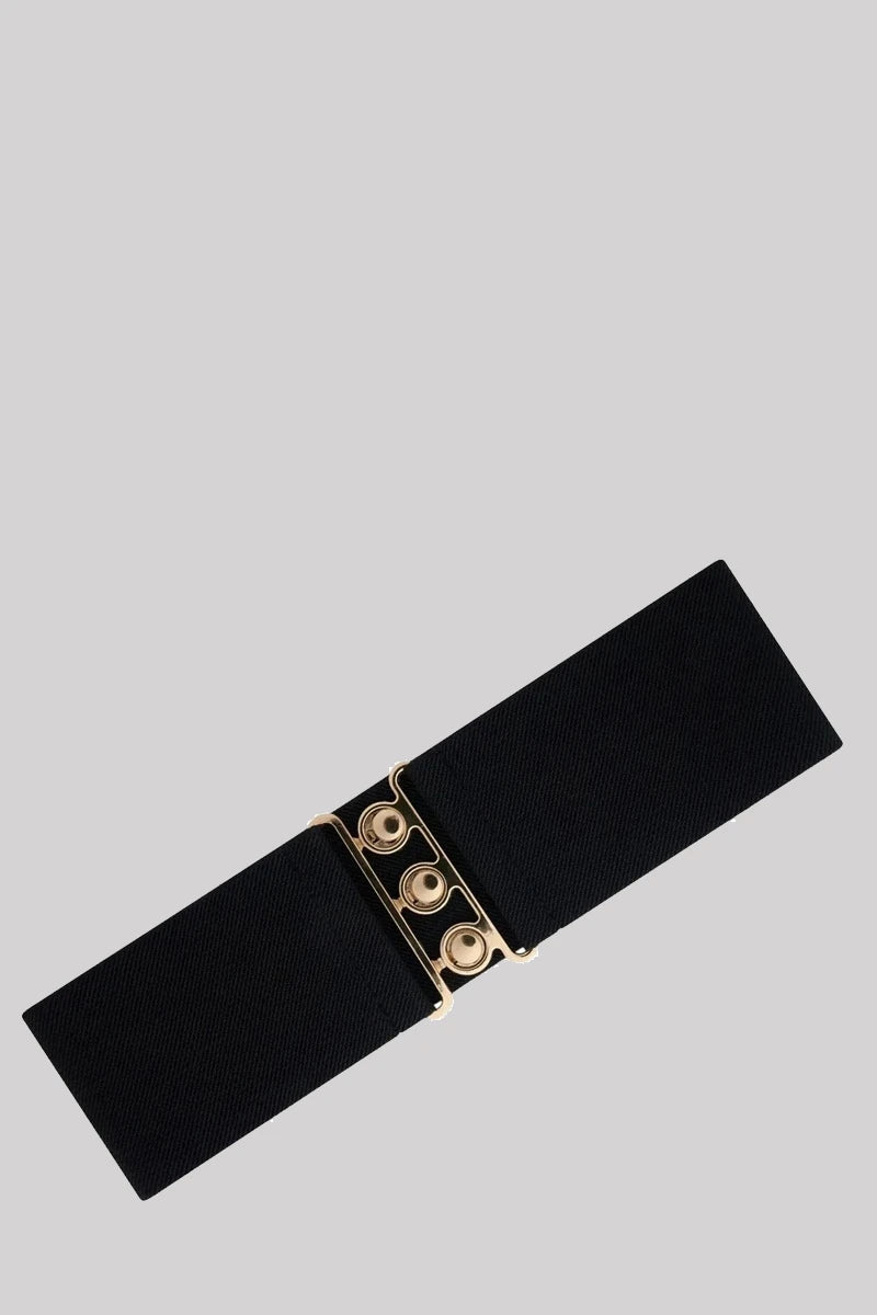 Ro Rox Elasticated Retro Wide Nurse Belt, Gold