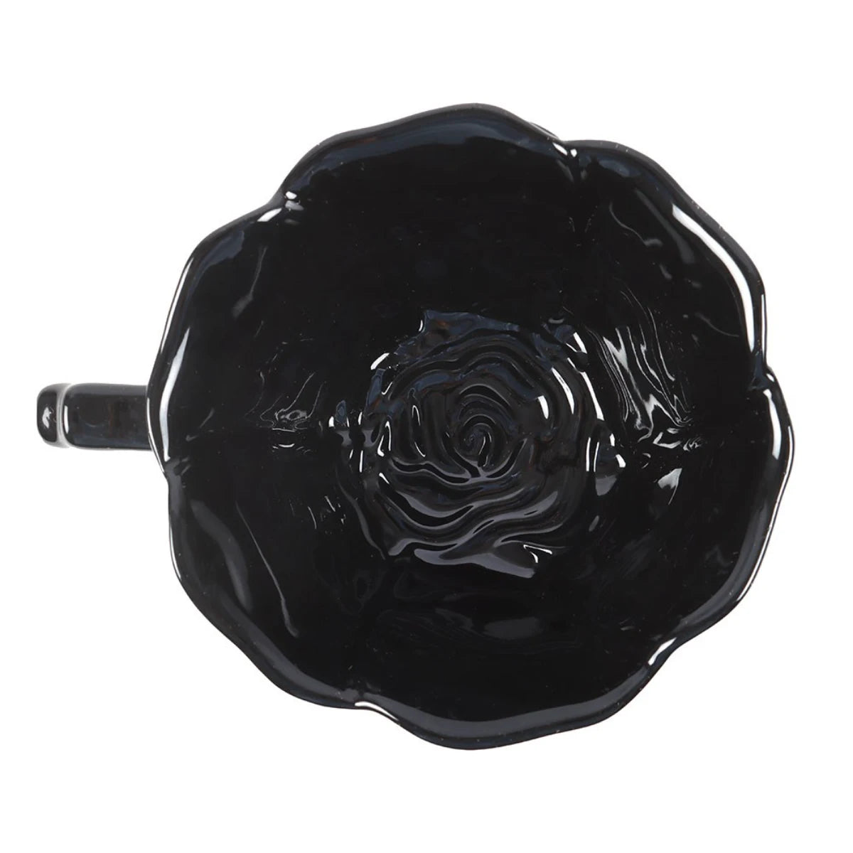Black Rose Ceramic Teacup & Saucer – Gothic Petal Design