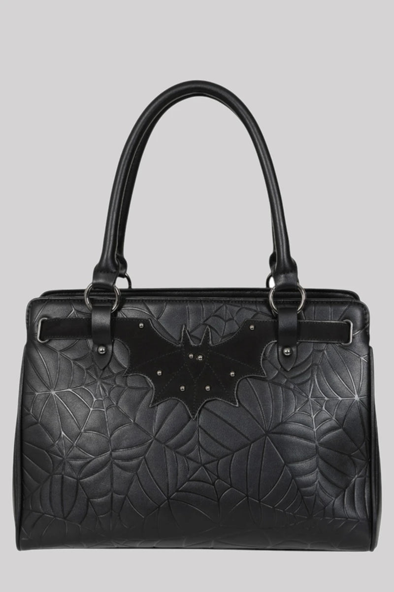 Banned Widow's Veil Tote Bag Gothic Spiderweb Embossed bag