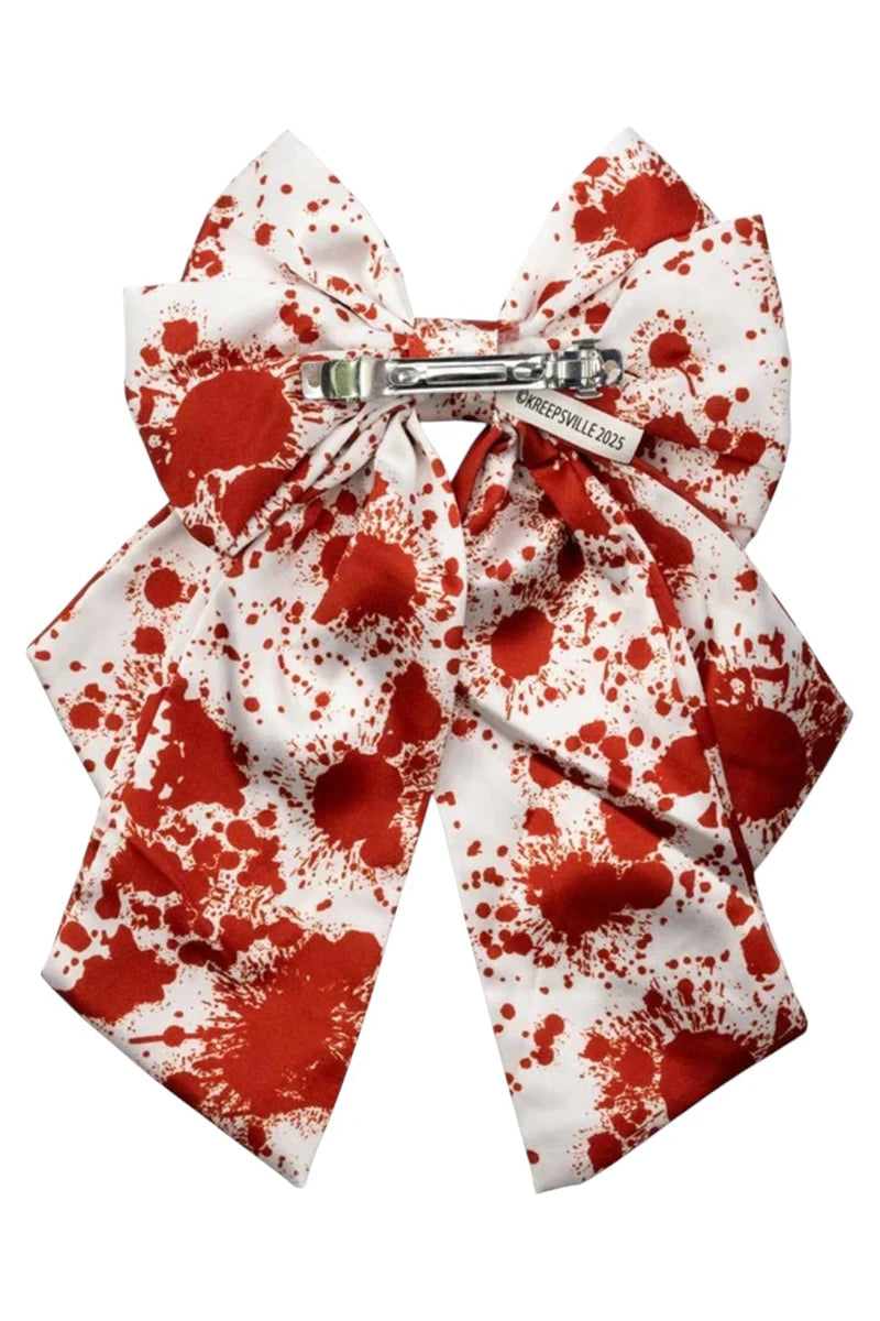 Kreepsville 666 Blood Splatter Hair Bow Knife Satin Barrette