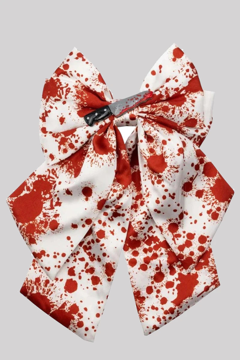 Kreepsville 666 Blood Splatter Hair Bow Knife Satin Barrette