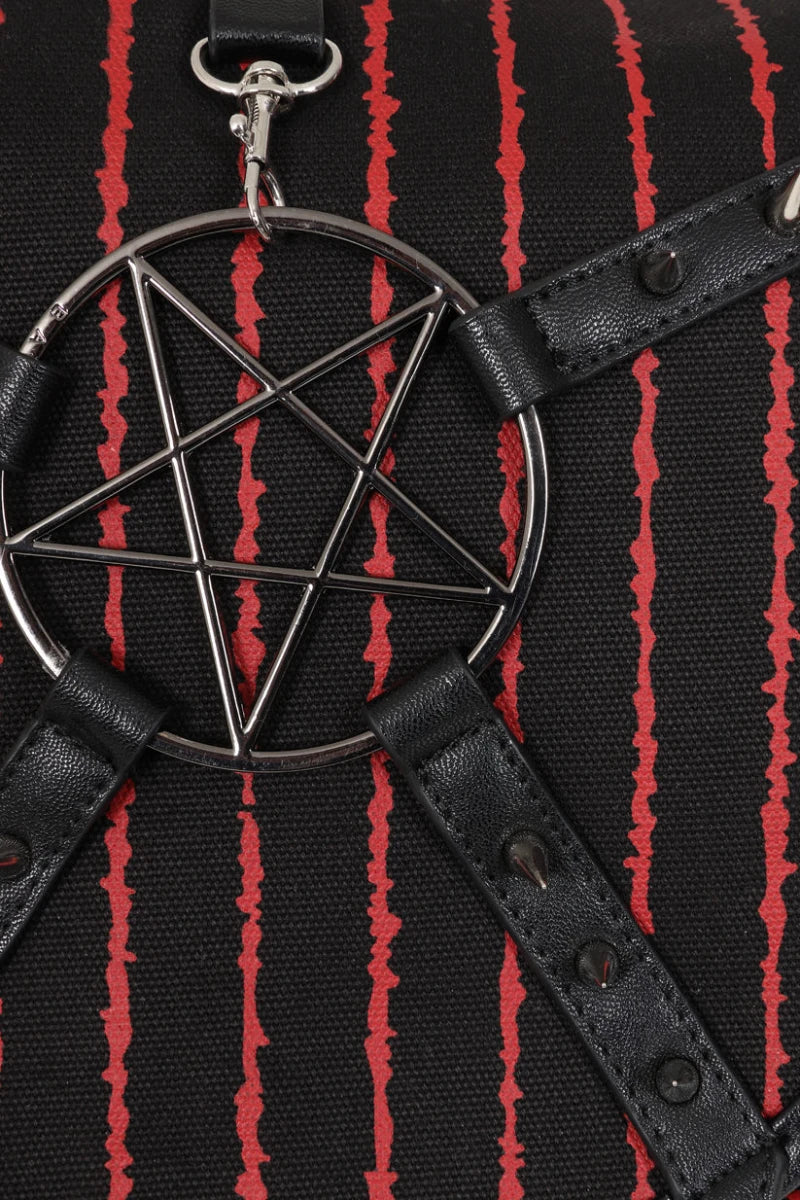 Banned Bloodline Pentagram Backpack Pinstripe Gothic Bag