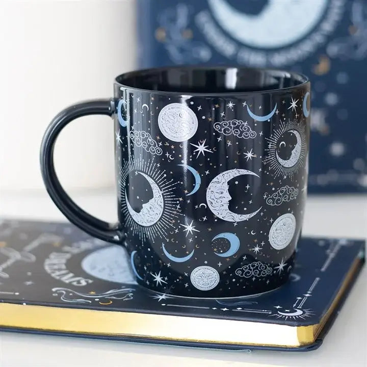 Magical Blue Moon Celestial Mug – 500ml Ceramic Coffee Cup