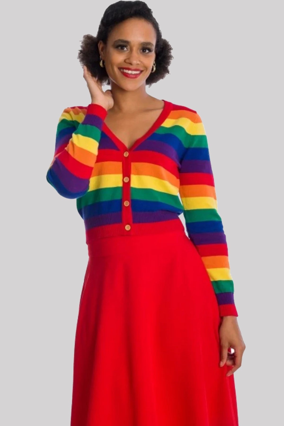 Banned Love Wins Stripe Crop Cardigan Retro Knit 1950's