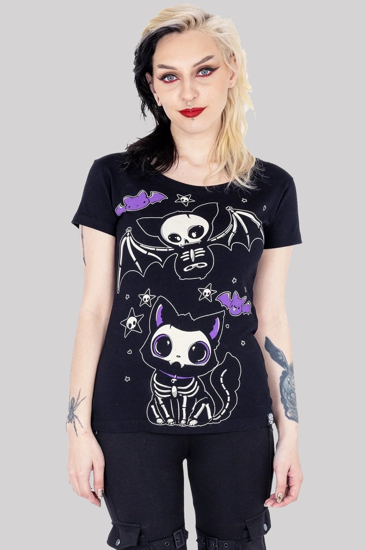 Cupcake Cult Skelly Cat Gothic Punk T-shirt