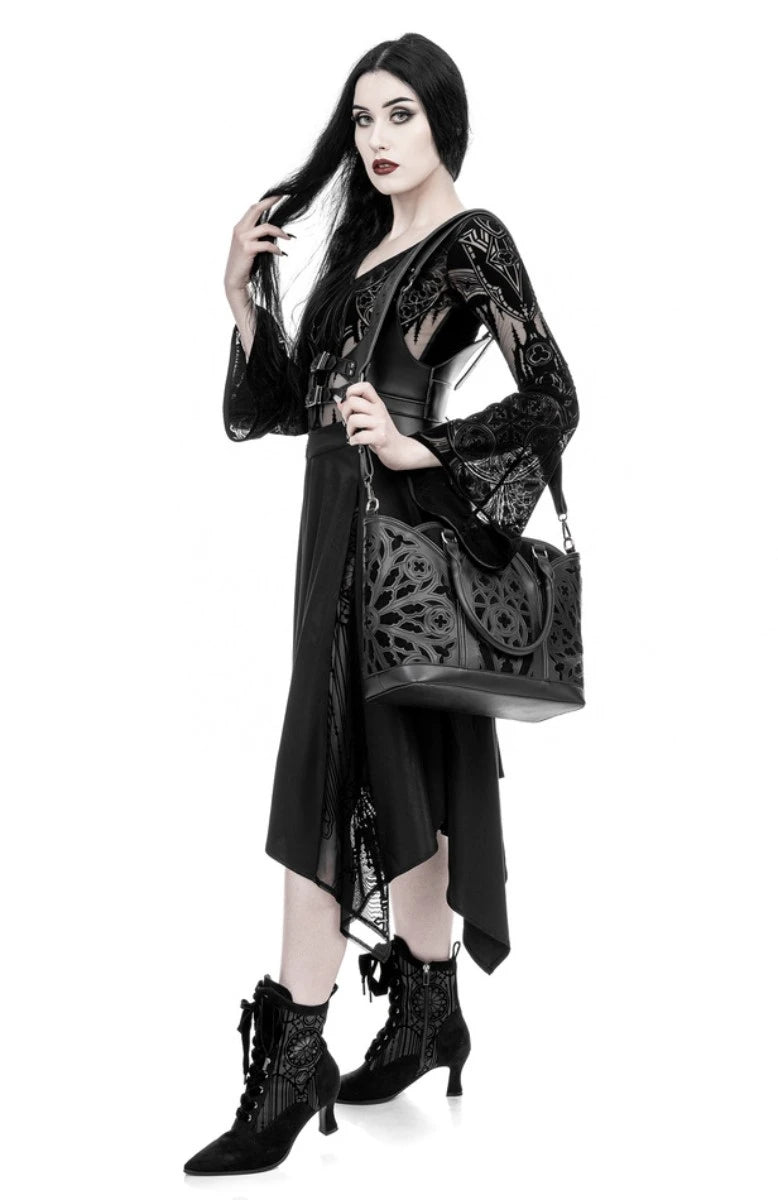 Restyle Catacombs Shopper Bag Gothic Black Faux Leather Tote