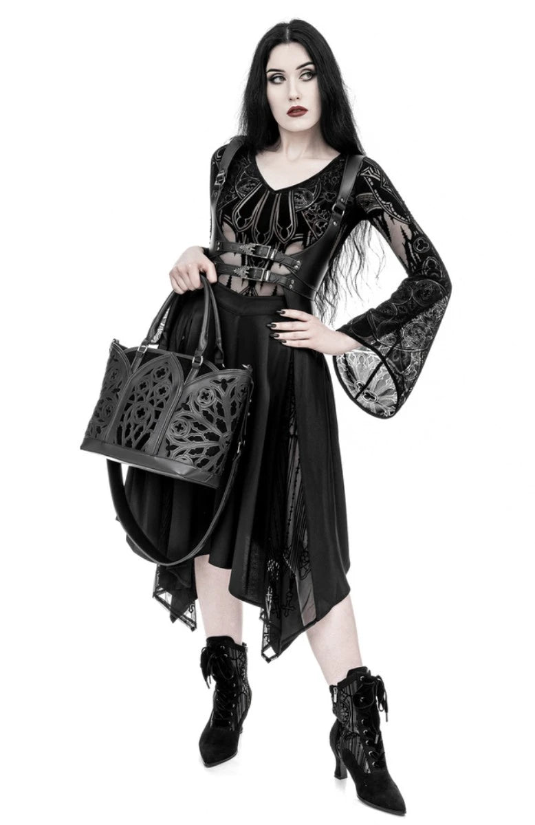 Restyle Catacombs Shopper Bag Gothic Black Faux Leather Tote