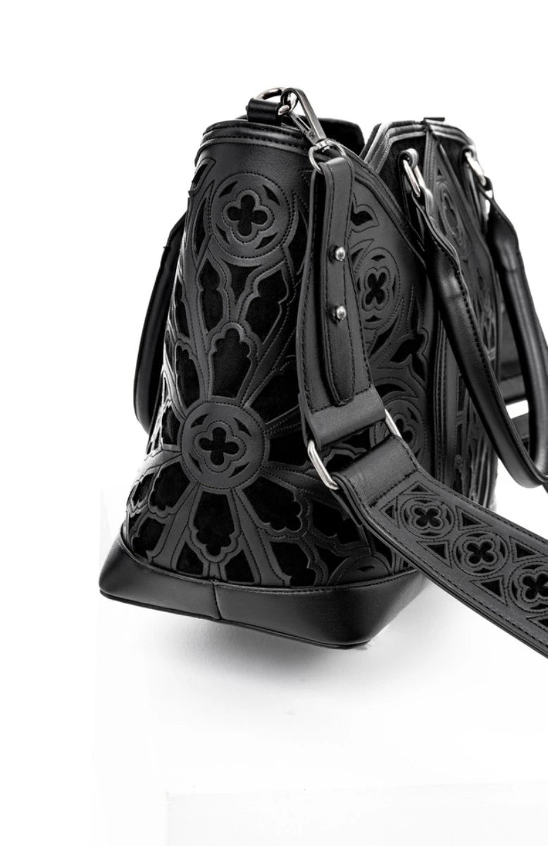 Restyle Catacombs Shopper Bag Gothic Black Faux Leather Tote