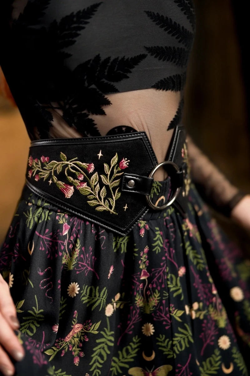 Restyle Ceres O-Ring Belt Floral Embroidered Waist Cincher