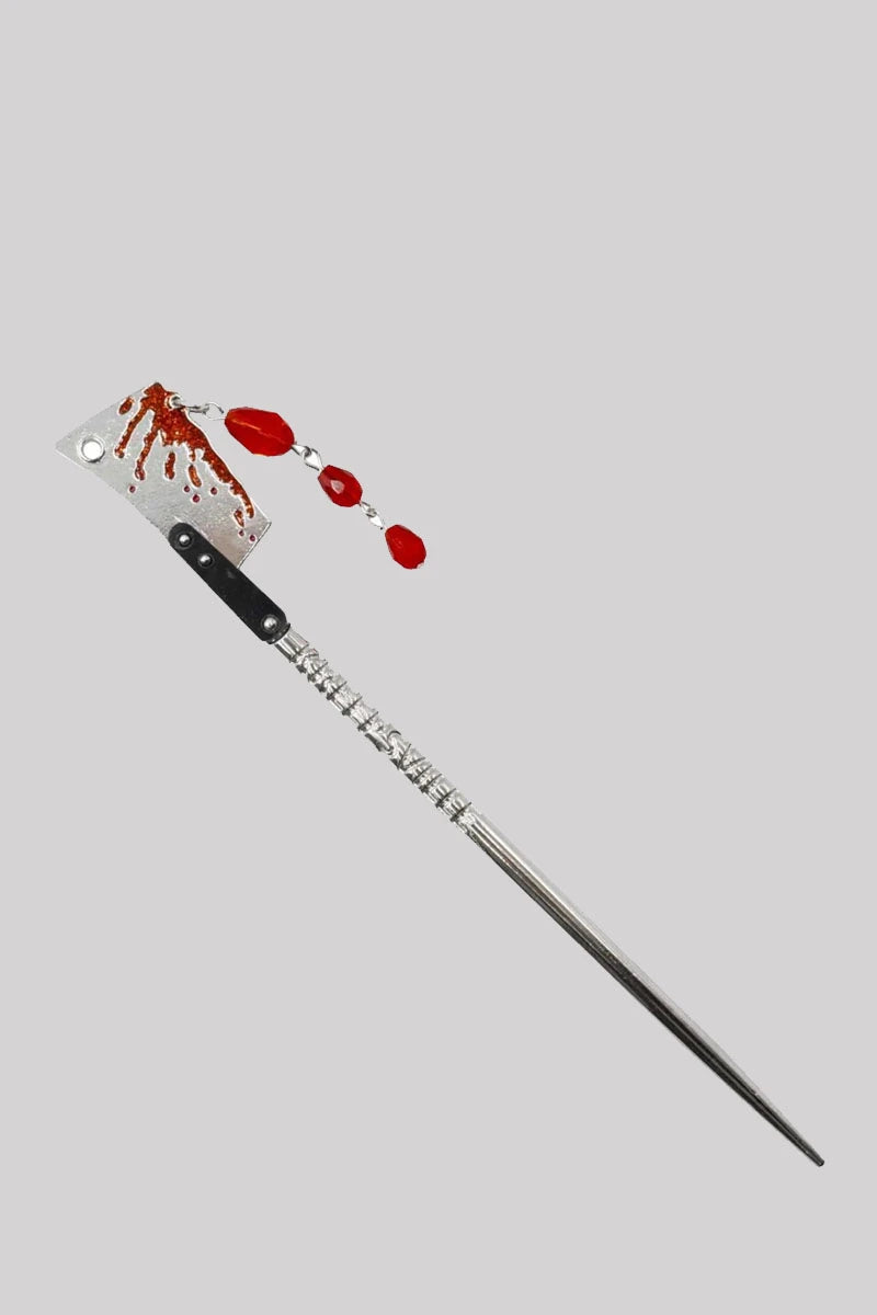 Kreepsville 666 Hair Stick - Cleaver Blood Drip Horror Style