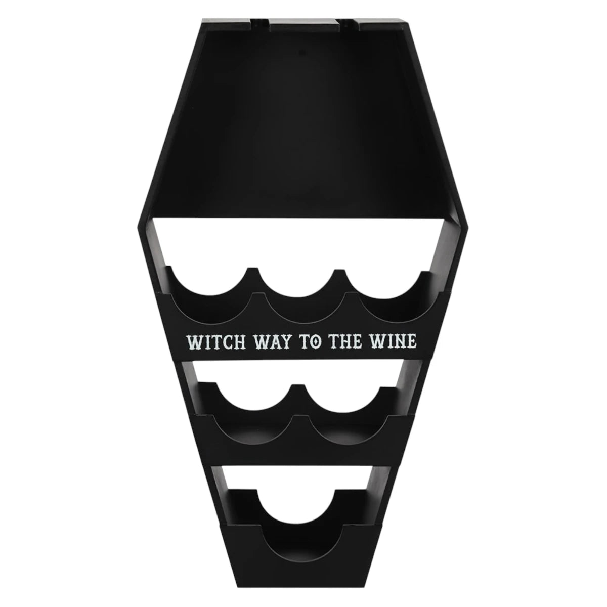 Coffin Wine Shelf Gothic Home Bar Rack for Bottles & Glasses