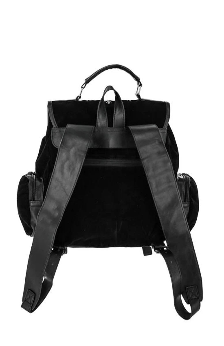 Restyle Crescent Square Backpack Gothic Black Velvet Bag