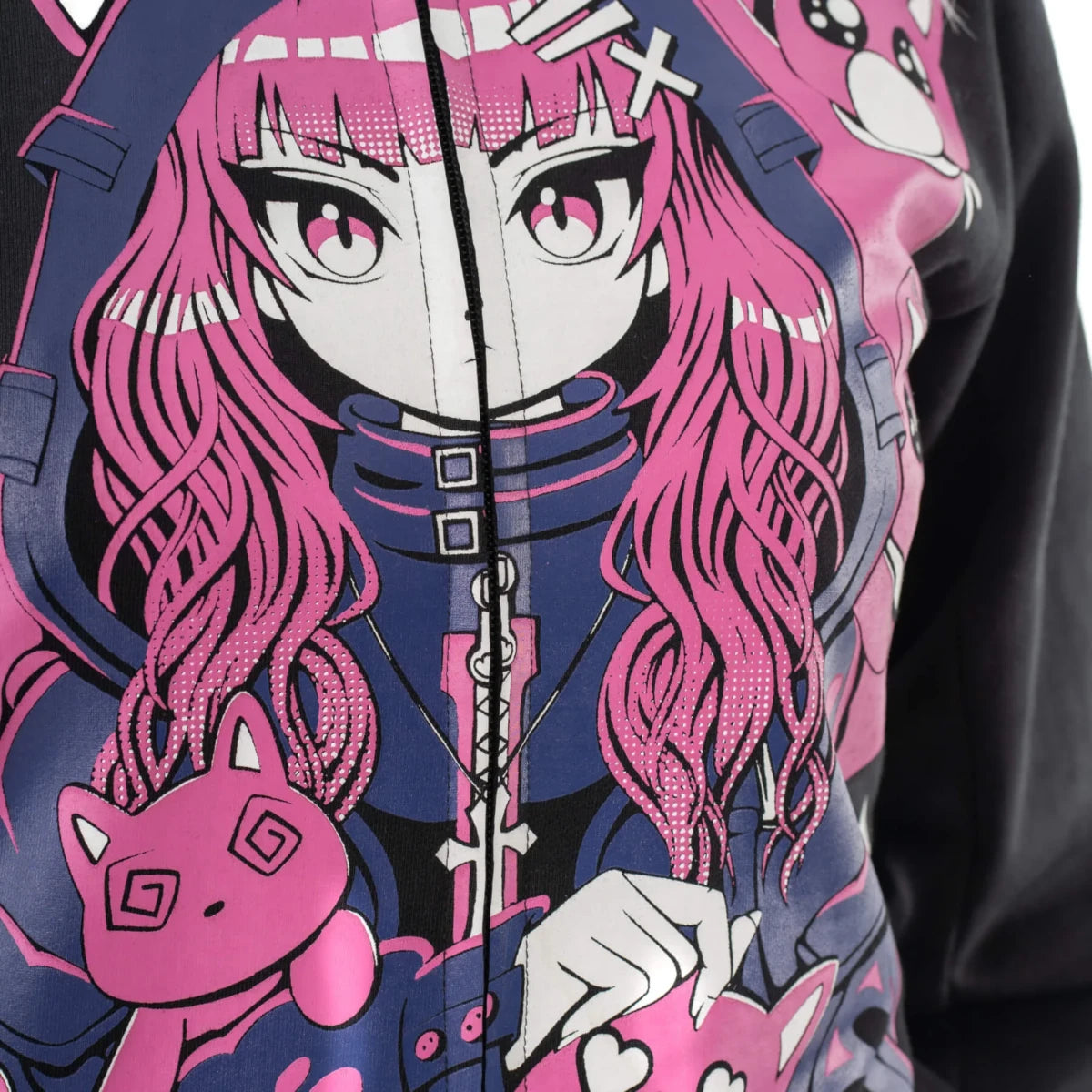 Cupcake Cult Kitty Mayhem Zipped Hoodie - Gothic Anime Style