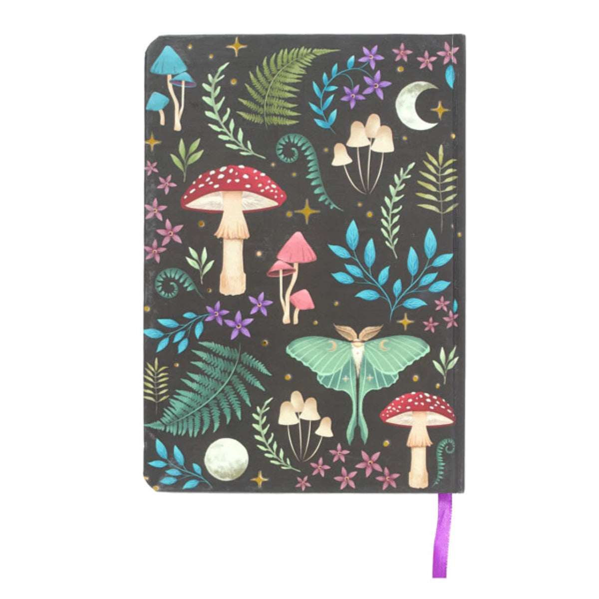 Dark Forest Print Notebook - Moth & Mushroom  Gift  Journal