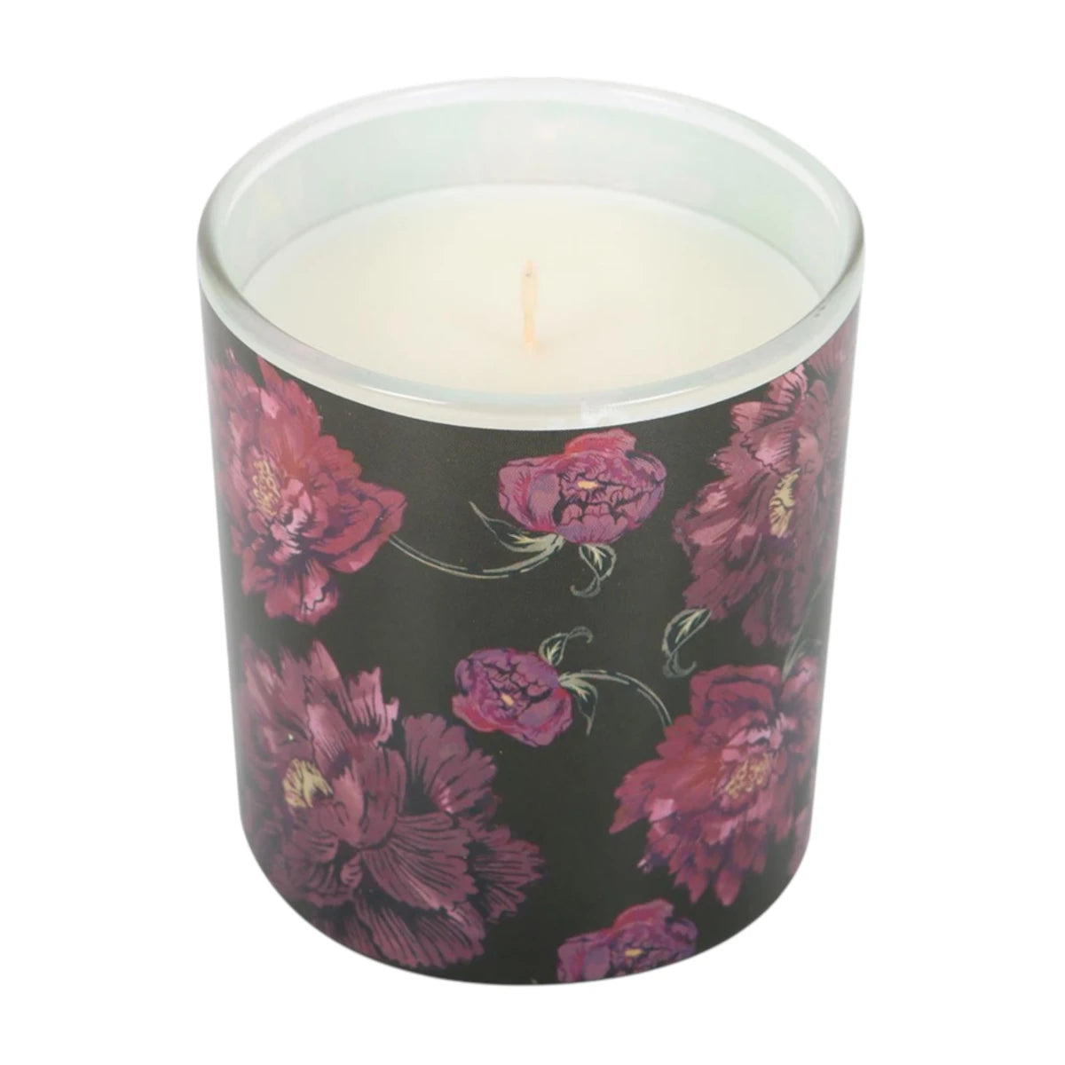 Dark Romance Scented Candle - Opium Glass Jar Purple Floral
