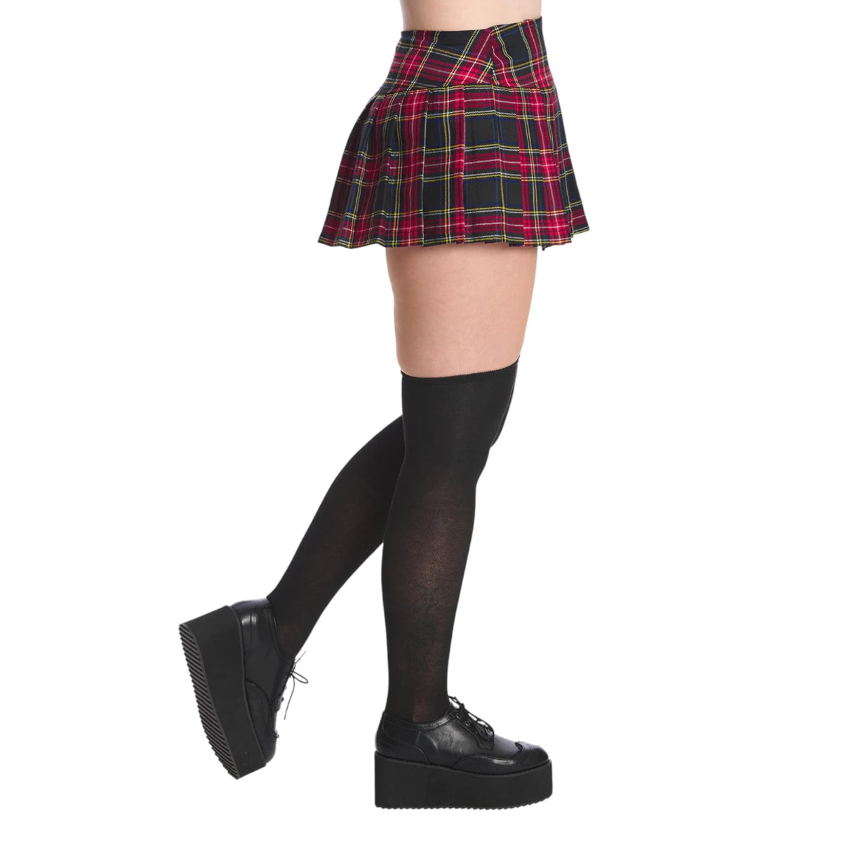 Banned Darkdoll Mini Skirt Pleated Tartan Buckle Gothic Wrap
