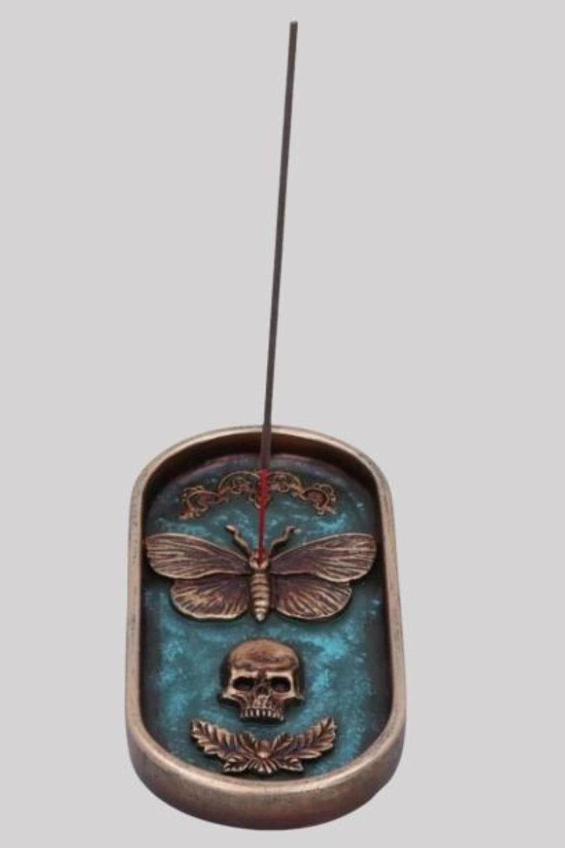 Nemesis Now Incense Holder Death's Head Moth Skull Bronze Tray