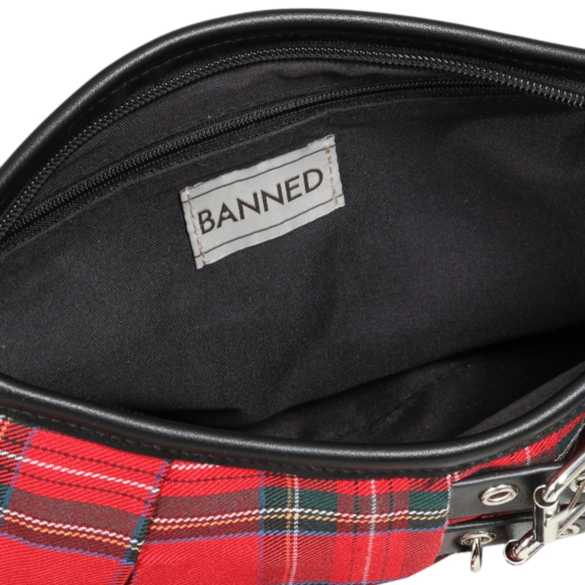 Banned Disorder Tartan Bag Studded Punk Goth Shoulder Bag