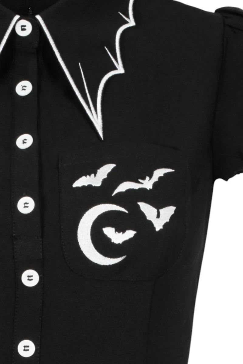 Hell Bunny Drusilla Dress Gothic Vintage Black Button Dress