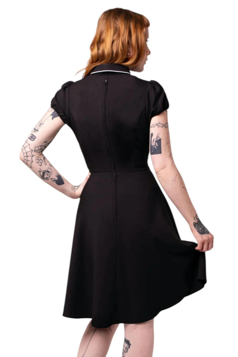 Hell Bunny Drusilla Dress Gothic Vintage Black Button Dress
