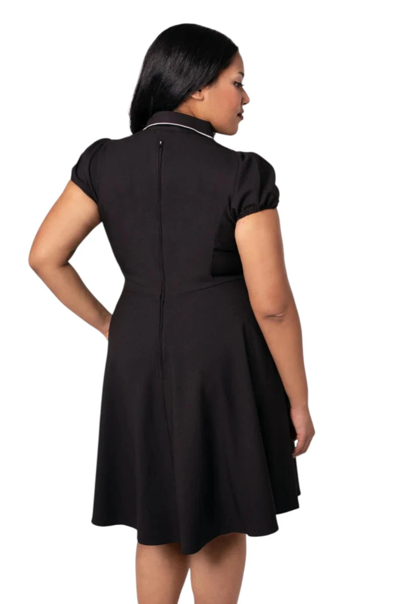 Hell Bunny Drusilla Dress Gothic Vintage Black Button Dress