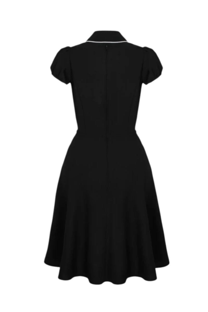 Hell Bunny Drusilla Dress Gothic Vintage Black Button Dress