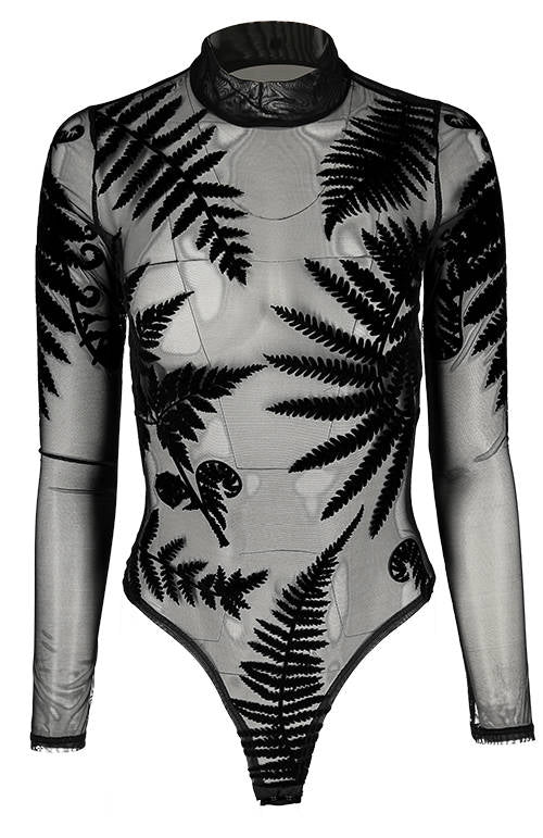 Restyle Gothic Forest Witch Fern Mesh Velvet Bodysuit | Ro Rox