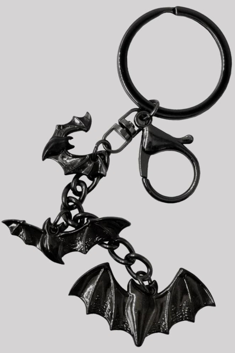 Kreepsville Flying Bats Charm Keychain - Gothic Bat Style Kreepsville Flying Bats Charm Keychain - Gothic Bat Style