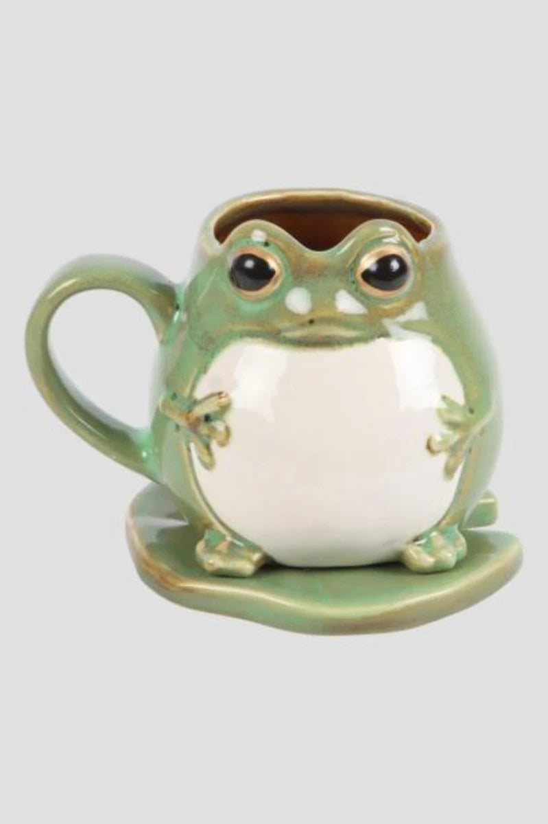 Frog Rox Frog Shaped Mug and Lily Pad Saucer – Ceramic Coffee Cup | Ro Rox