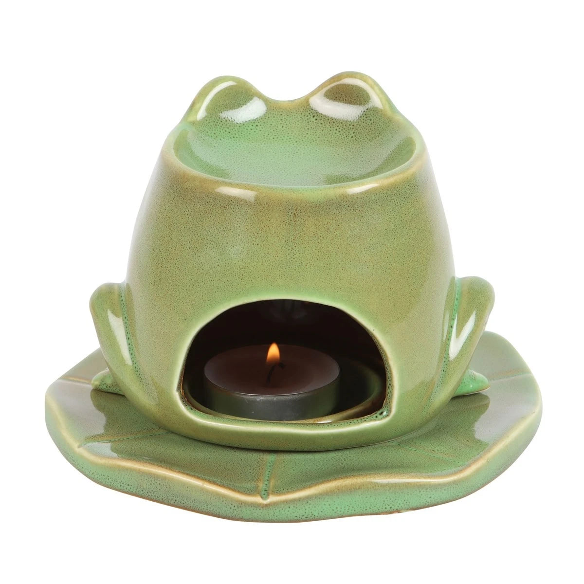 Frog Shaped Oil Burner on Lily Pad – Ceramic Wax Melter